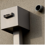 Flat roof drainage outlet and downspout detail