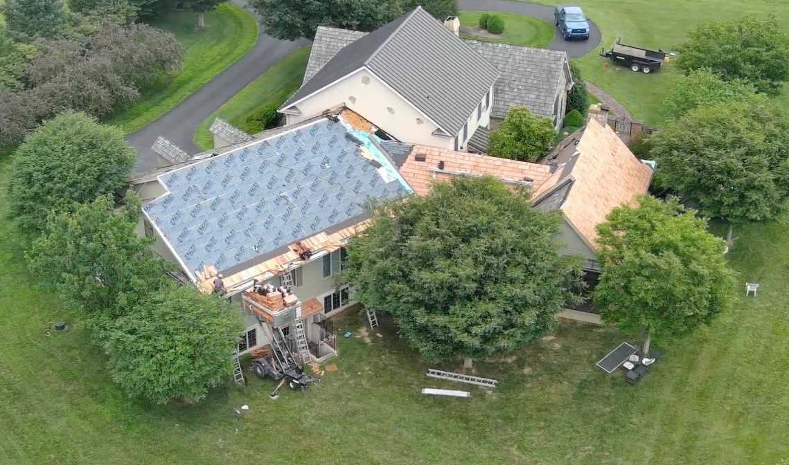 A home that is geting a cedar shake roof replaced from joyland roofing in York County