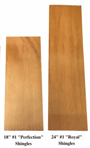 Two wooden shingles: one labeled