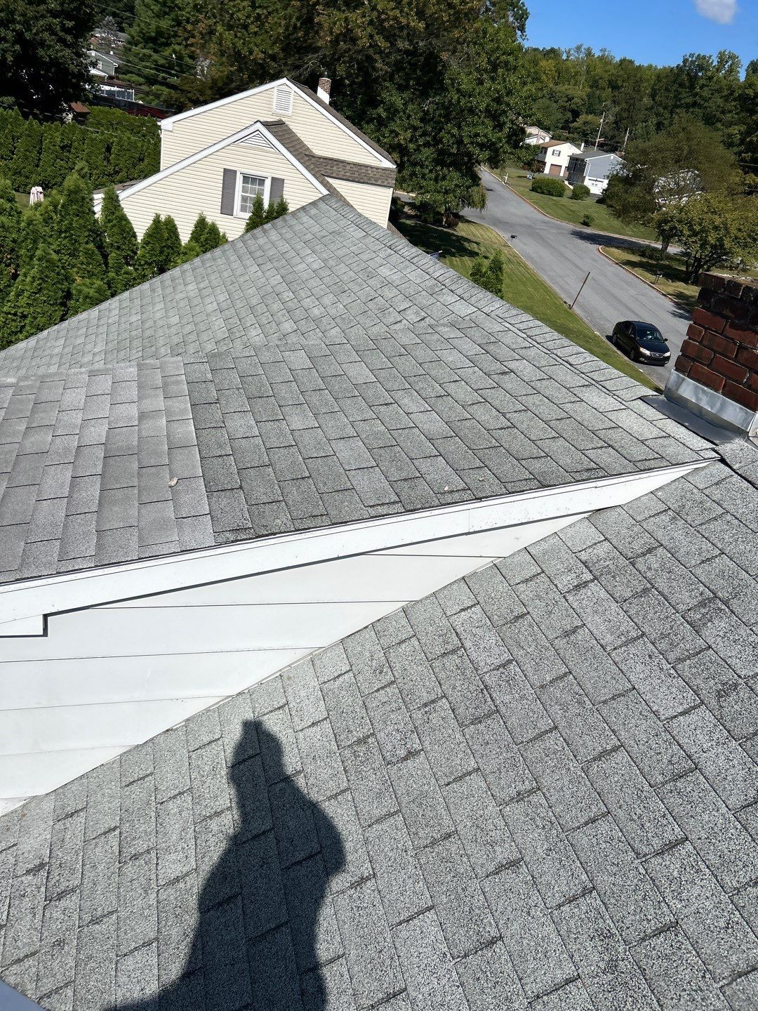 New asphalt shingle roof installed during a roof replacement project on Annabeth Road in Oley, PA.