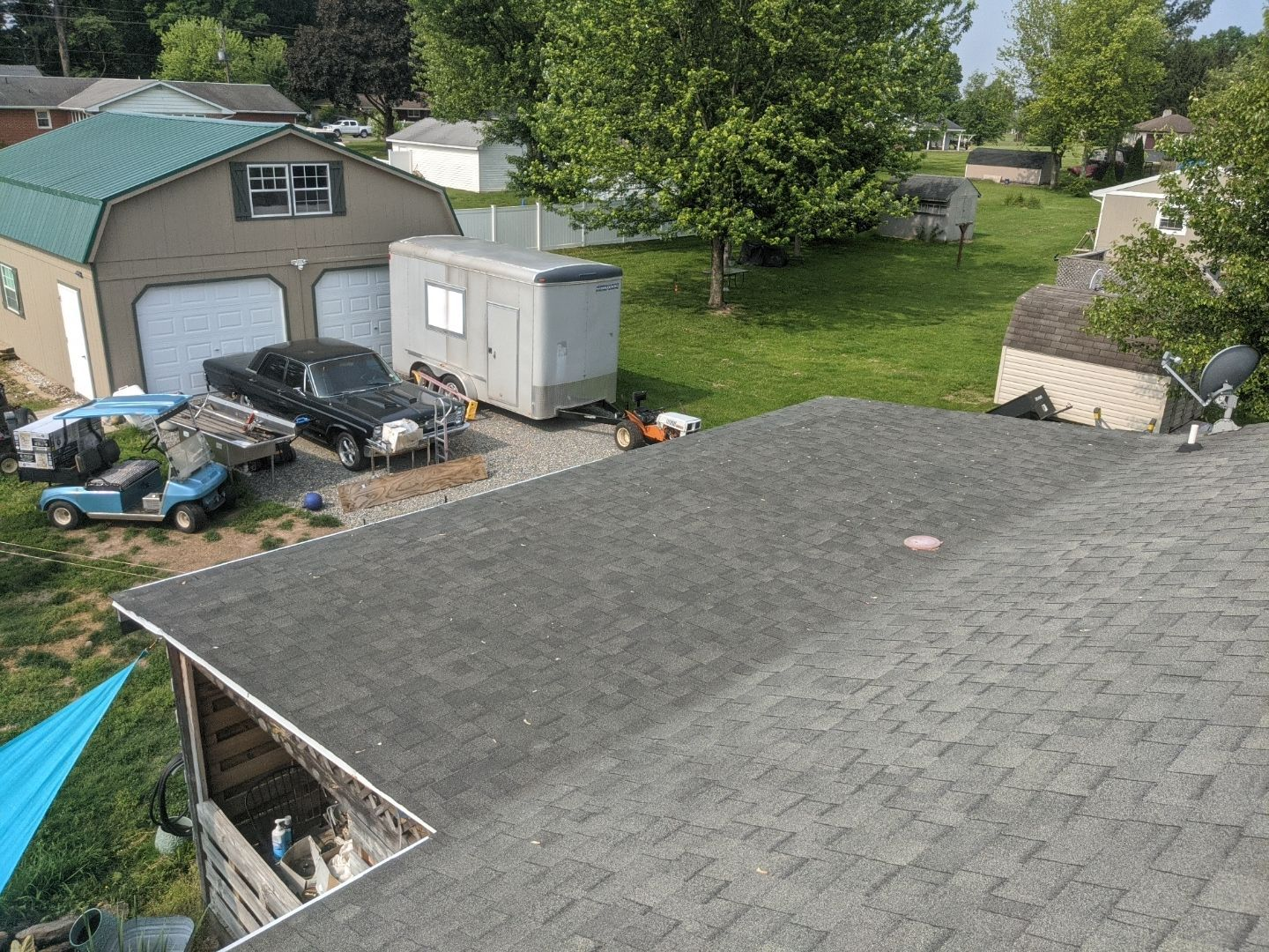 Completed asphalt shingle roof replacement on a residential home on Beaumont Road in Dover, PA.