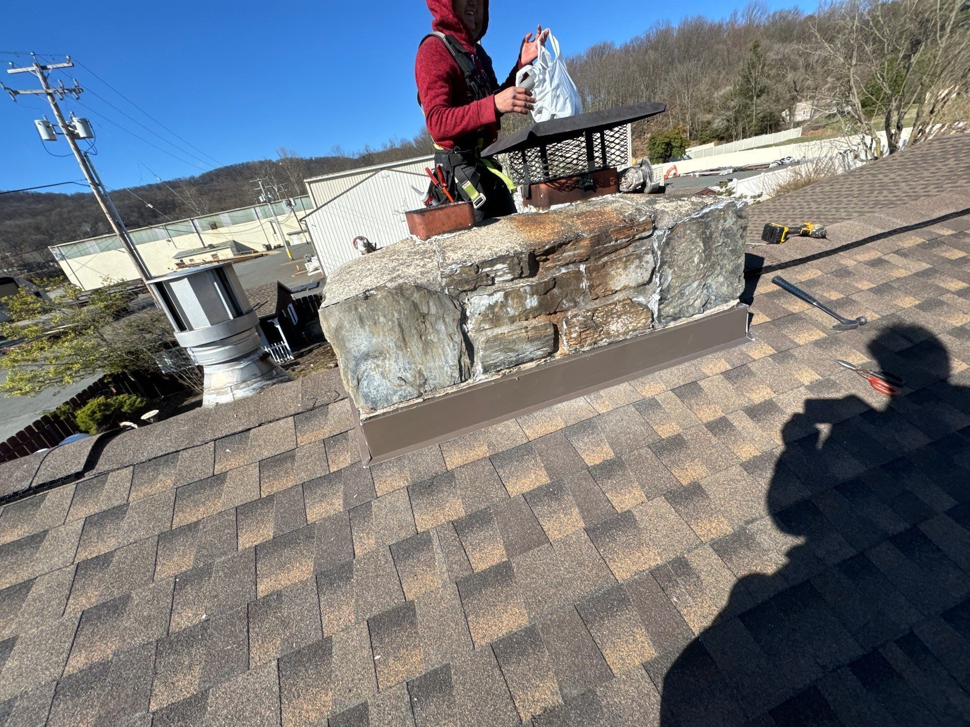 Chimney flashing and asphalt shingle roofing work completed on Boyertown Pike in Boyertown, PA.