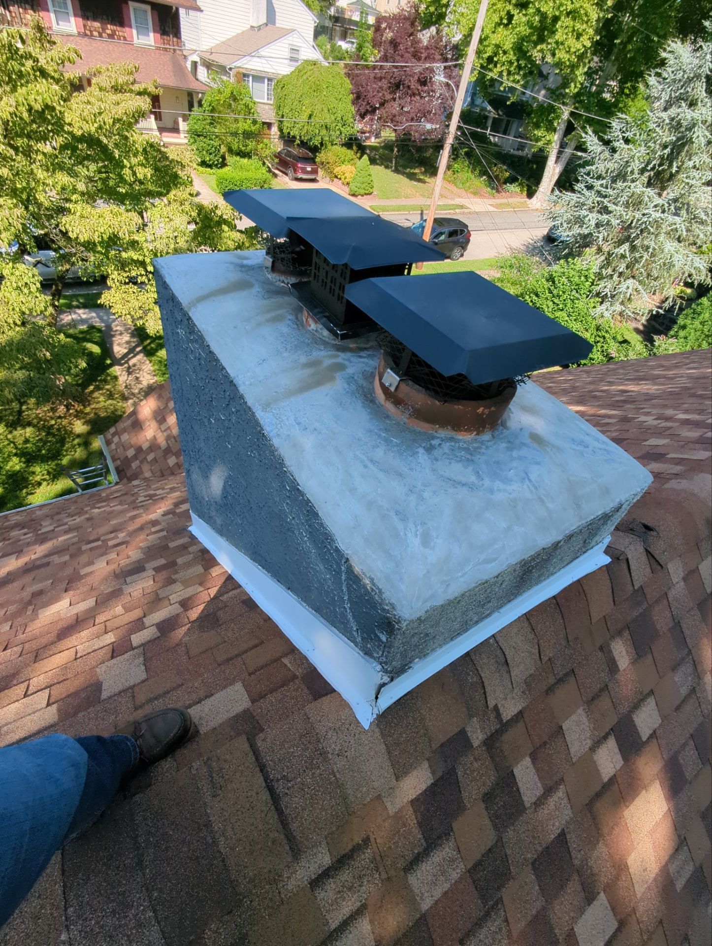 Chimney cap and masonry flashing inspection on Lawson Avenue in Havertown PA