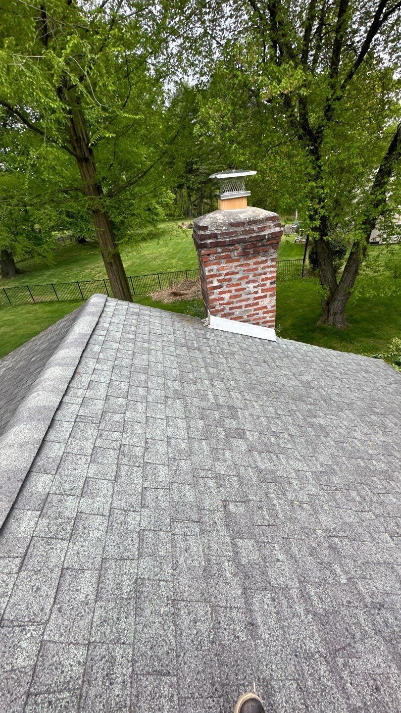 Chimney flashing and roof integration assessment on Castle Rock Drive in Havertown PA