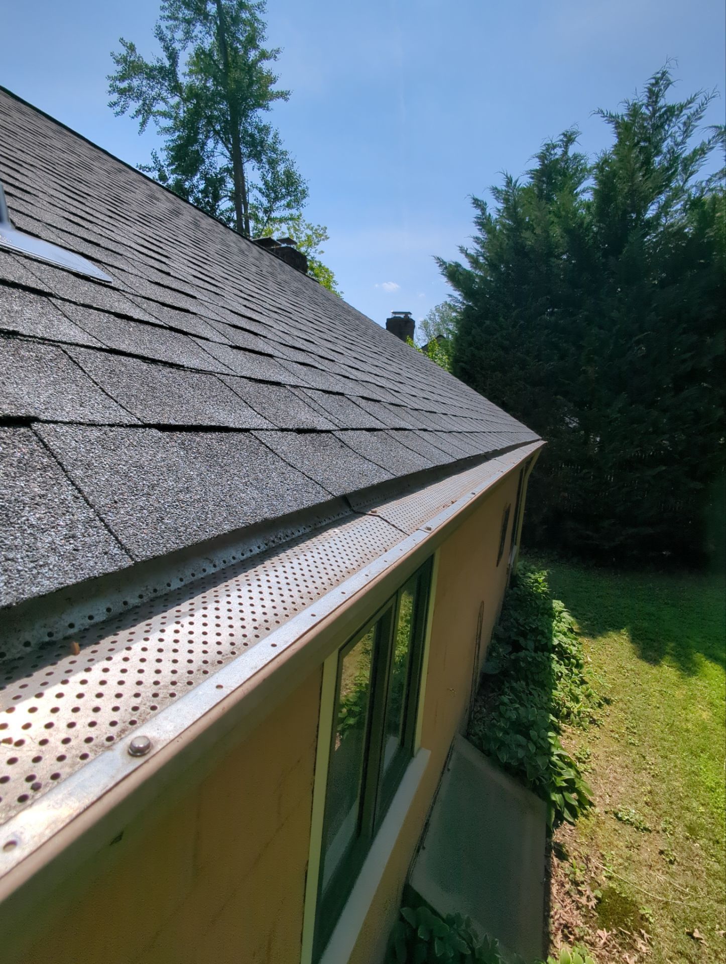 Wyndmoor PA asphalt shingle roof with perforated gutter guard