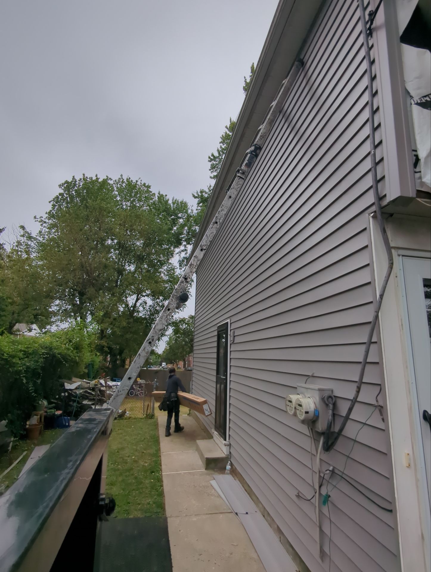 Gutter repair and roof edge drainage work on a residential home on Summer Avenue in Horsham, PA
