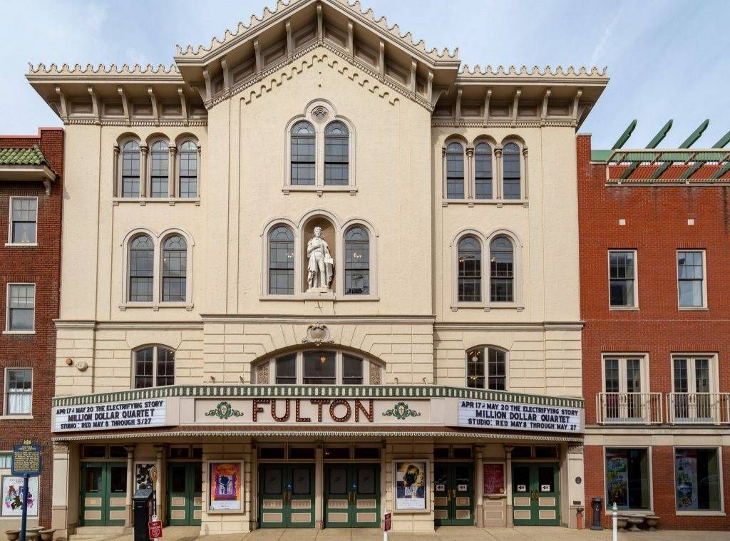 Fulton Theatre, beige and brick building, with