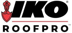 Logo for IKO Roofpro. Features black 