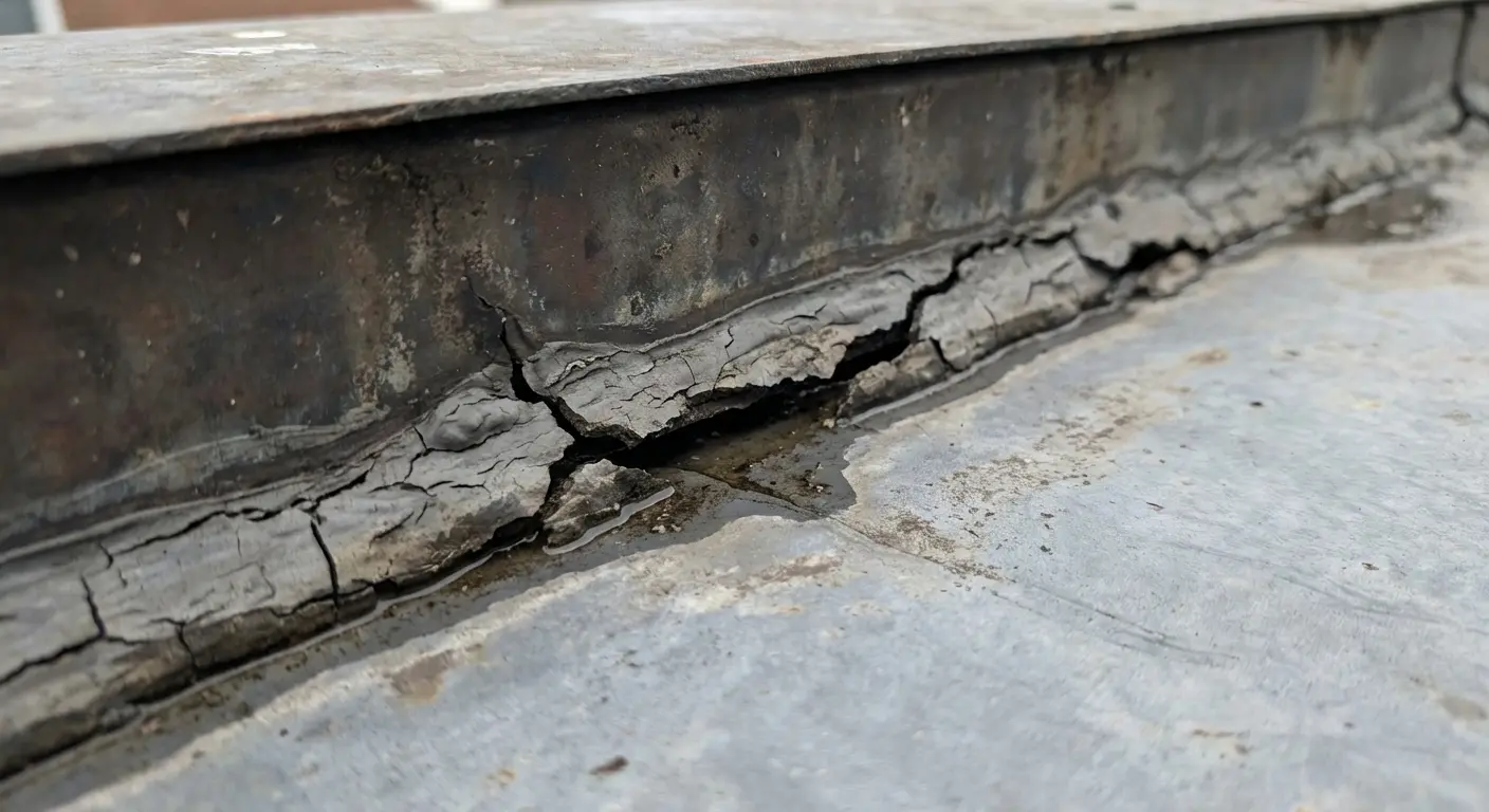Counterflashing gap detail at parapet wall