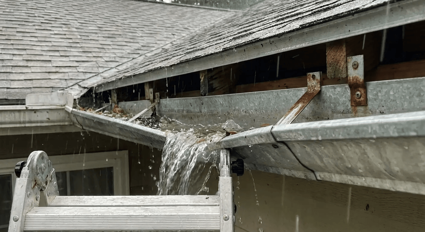 Gutter system load on roof overhang