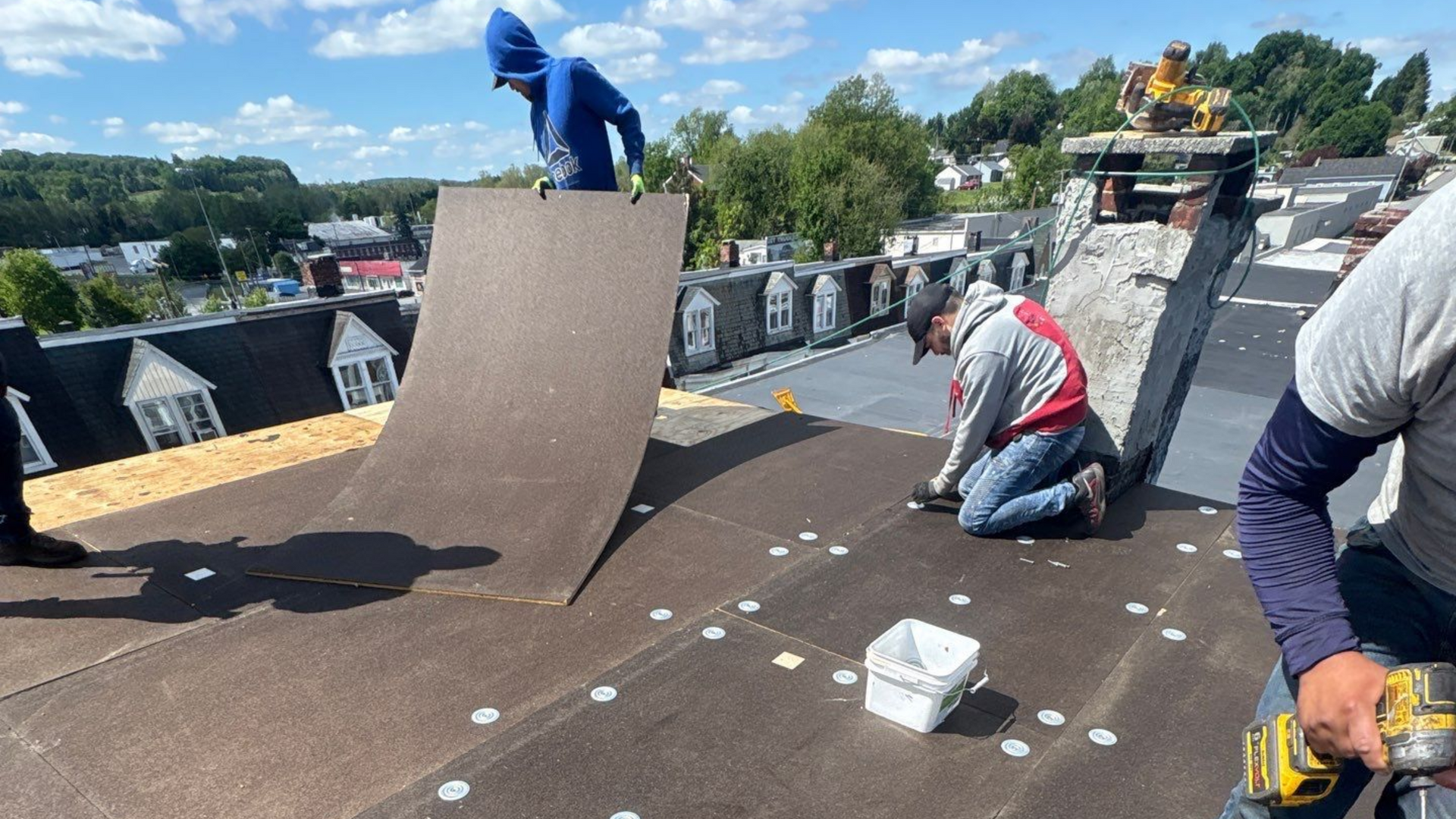 Joyland Roofing crew installing new roofing materials during a residential roof replacement project in York, PA.