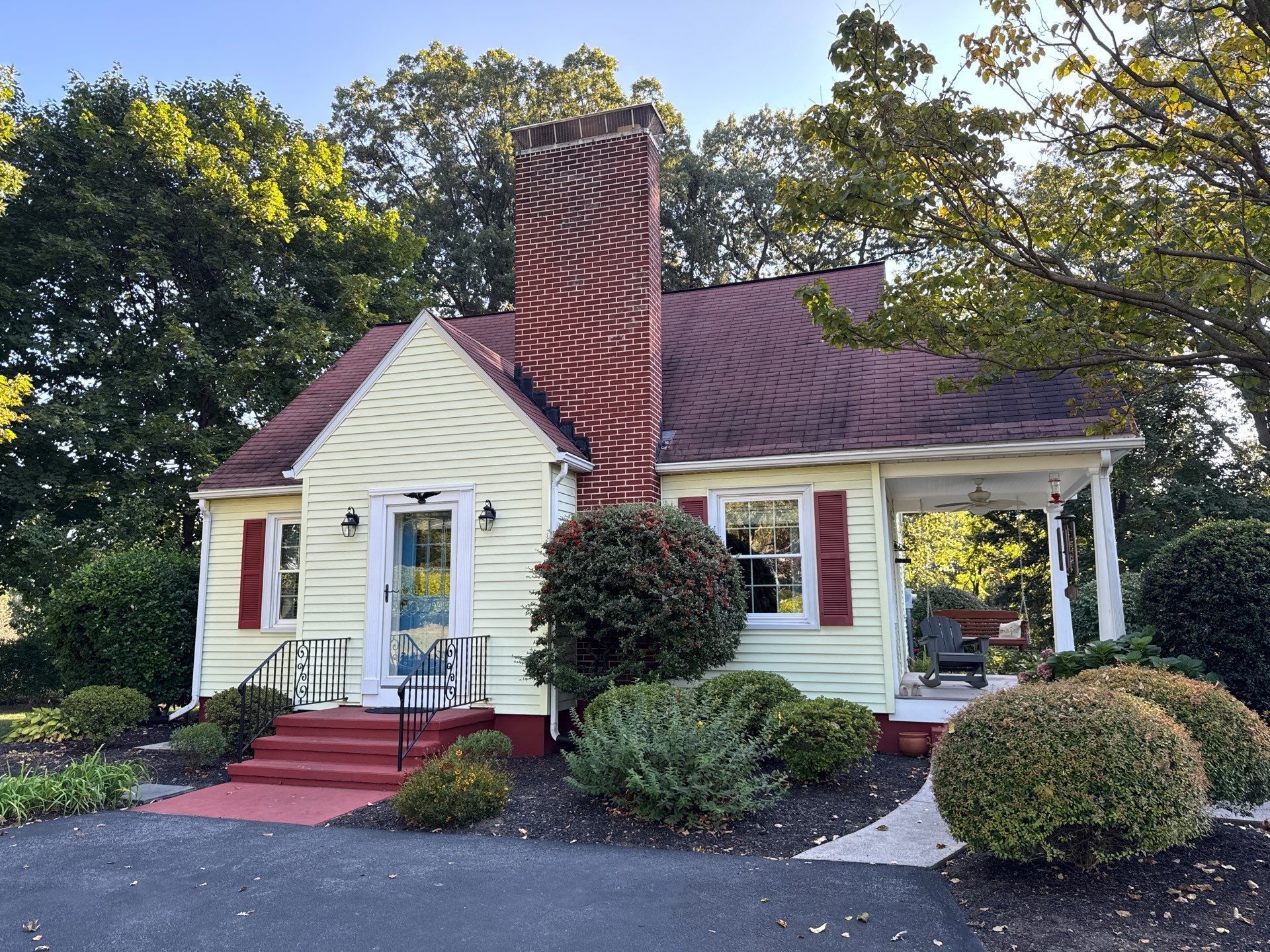 Completed asphalt shingle roof replacement on a home along Kauffman Road by Joyland Roofing.