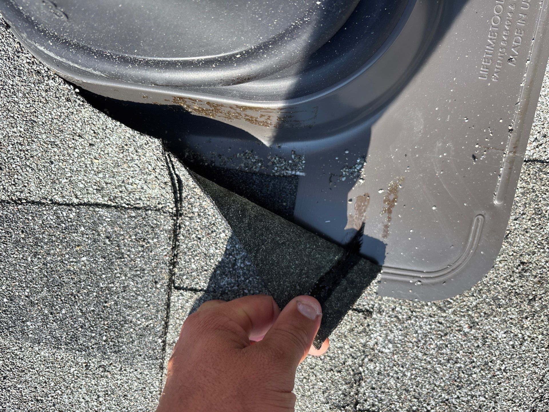 Roof vent flashing and asphalt shingle repair on Long Pond Drive