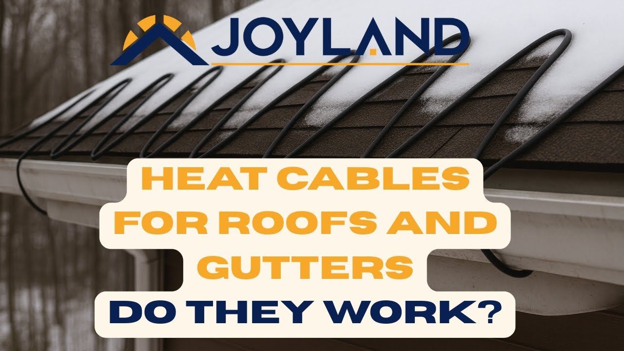 Heat cables on a snowy roof with 