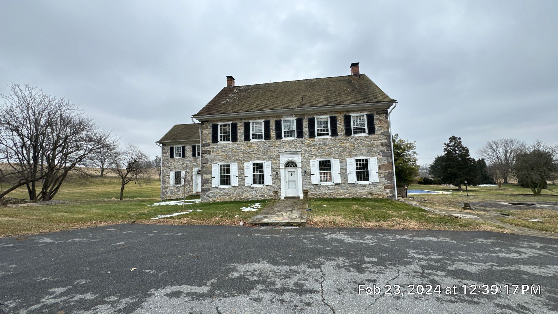 Historic stone home inspected for roofing conditions on Reifsnyder Road in Oley, PA.