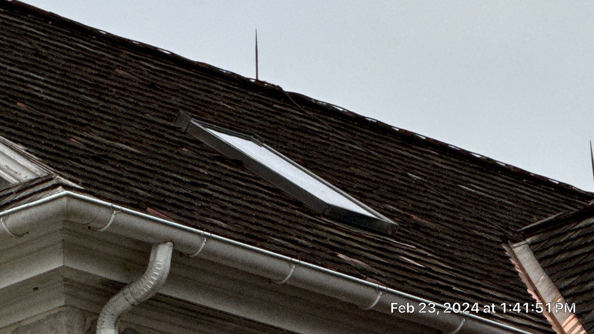 New skylight installed during an asphalt shingle roof replacement on Reifsnyder Road in Oley, PA.