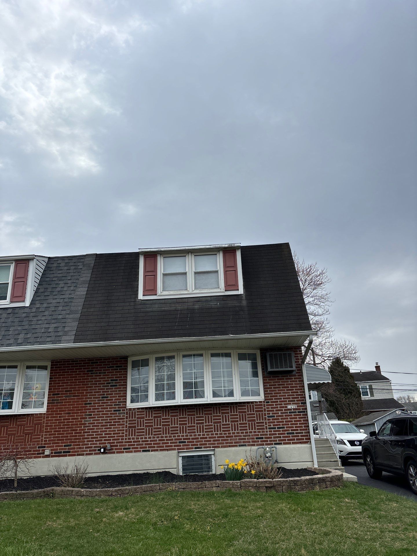 Residential asphalt shingle roof replacement on a brick home in Swarthmore PA