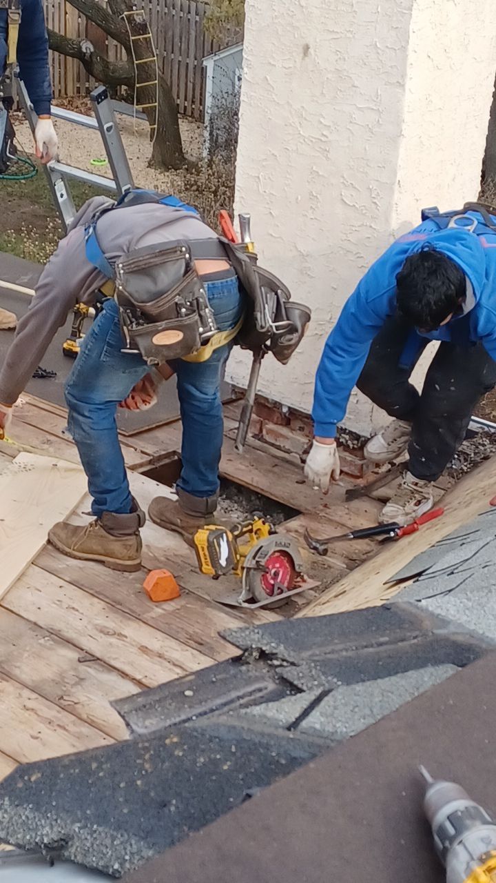 Roof deck repair and shingle replacement on Dudley Avenue