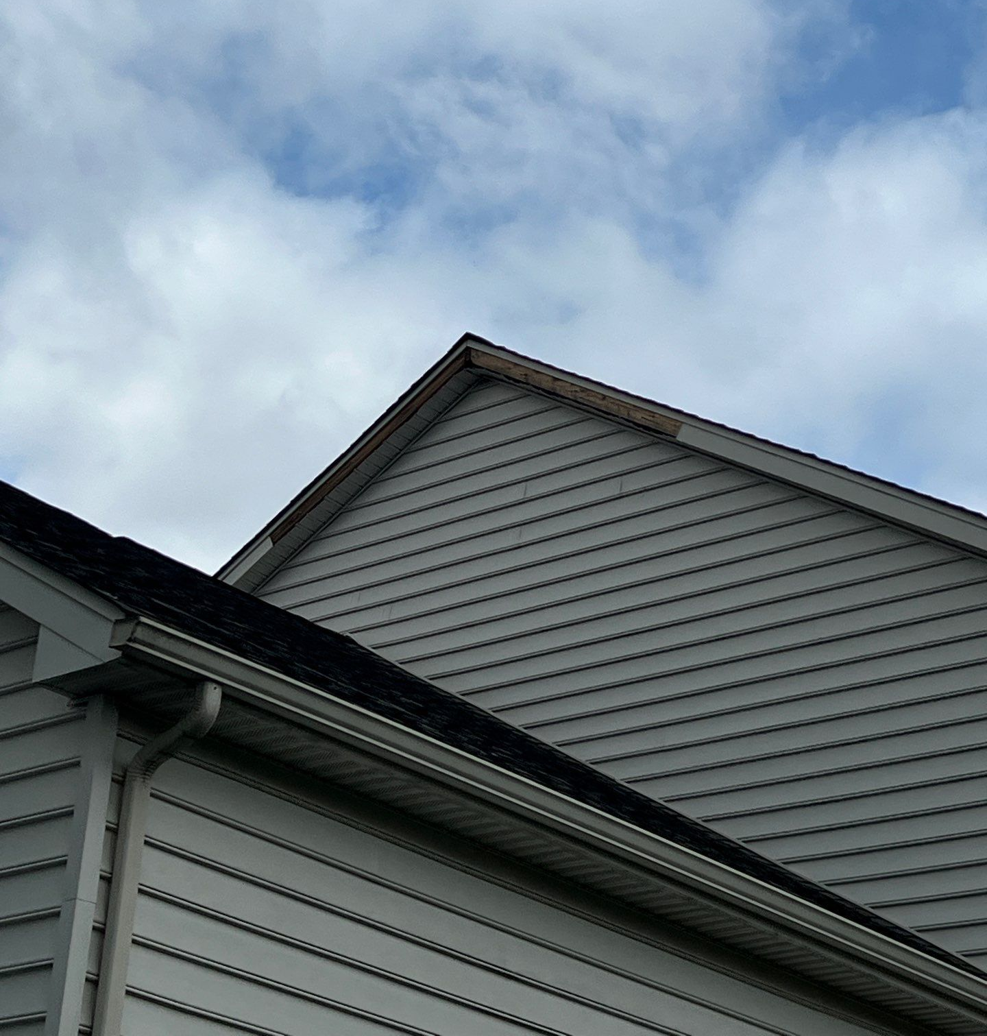 Deteriorated roof edge and exposed gable trim on a home on Appalachian Road in Ambler, PA