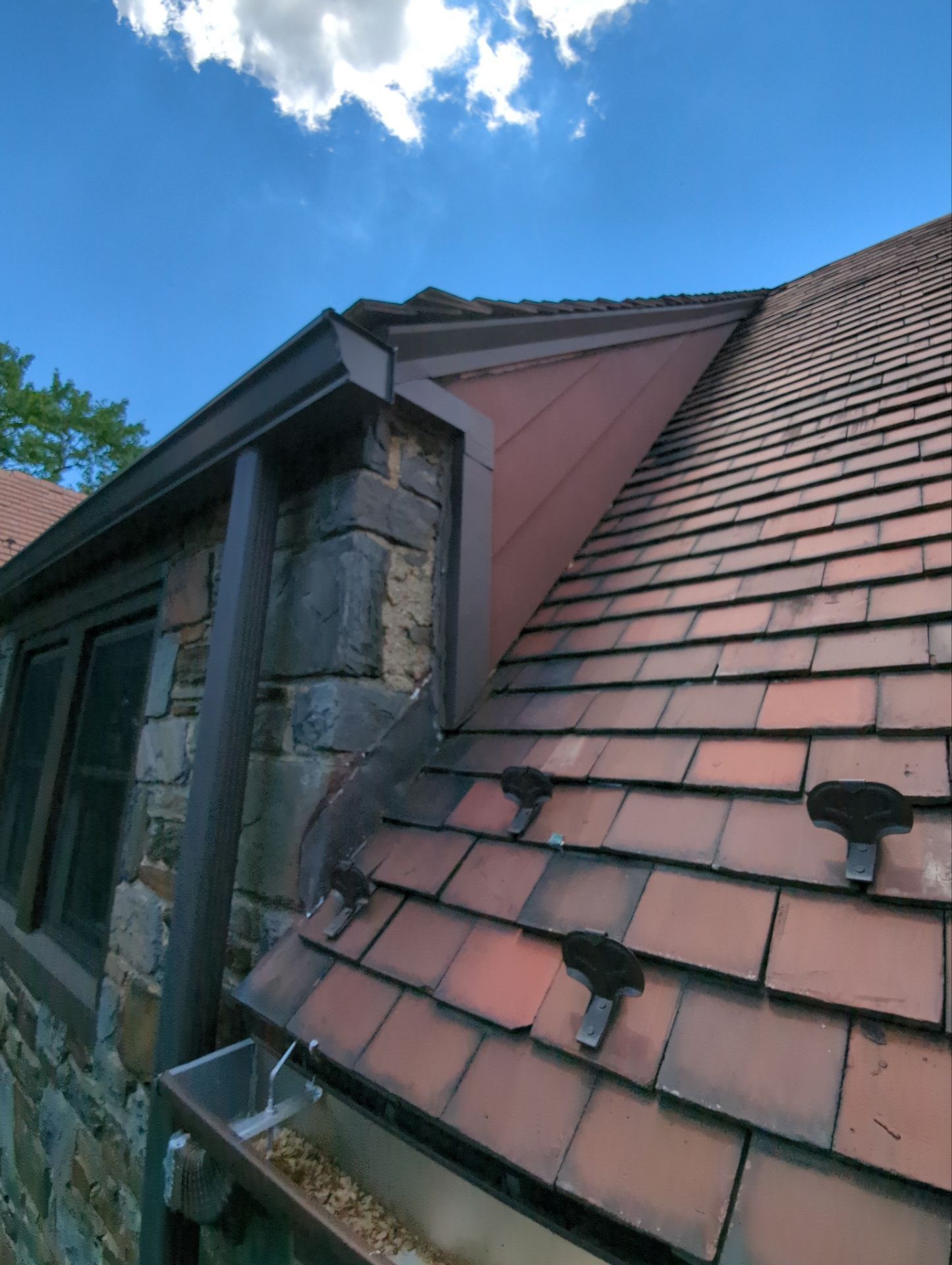 Tile roof repair and flashing detail on Malvern Road in Malvern, PA