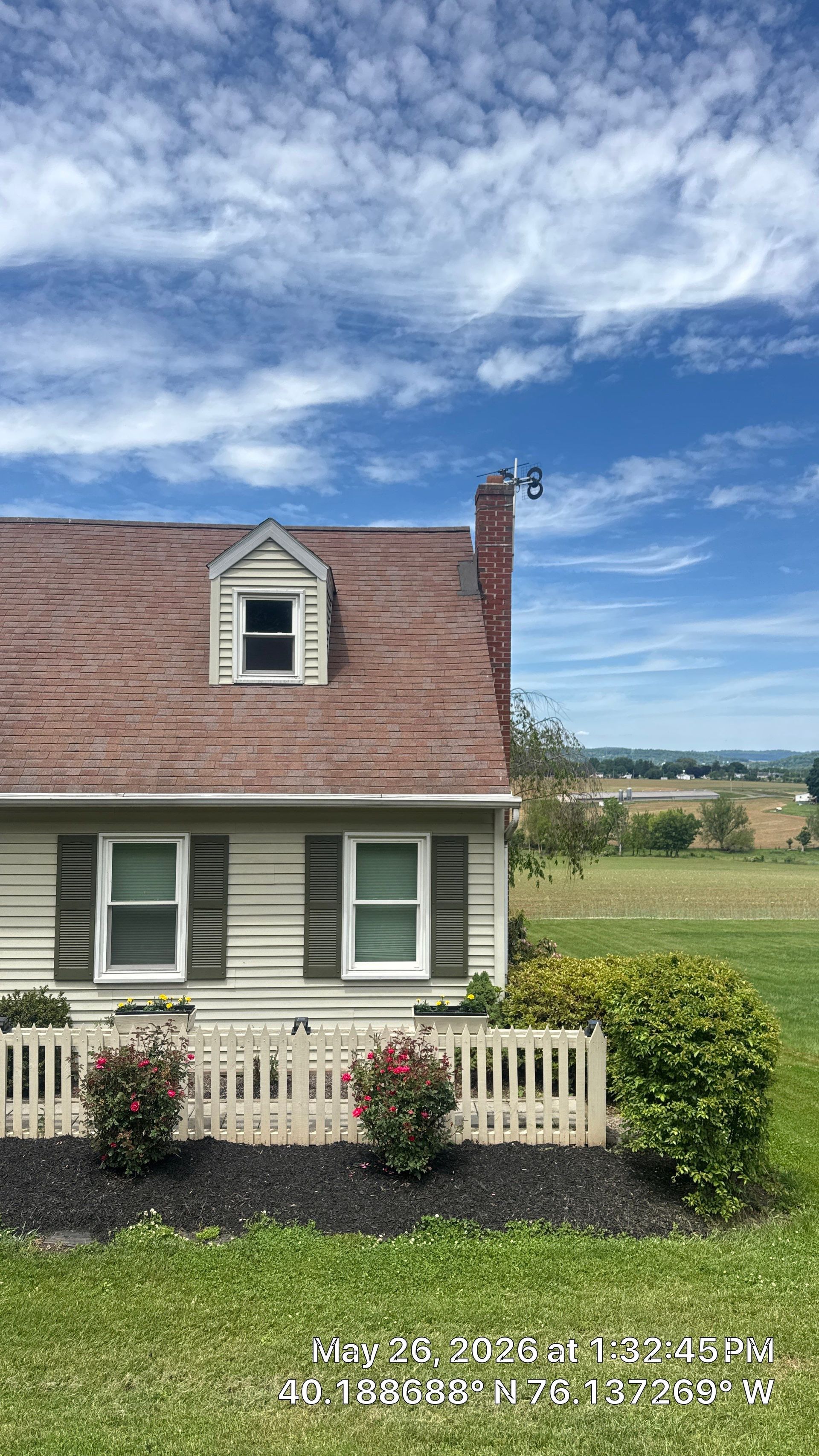Completed roof repair on Valley View Drive in Ephrata, PA featuring repaired asphalt shingles and restored weather protection around a residential home.