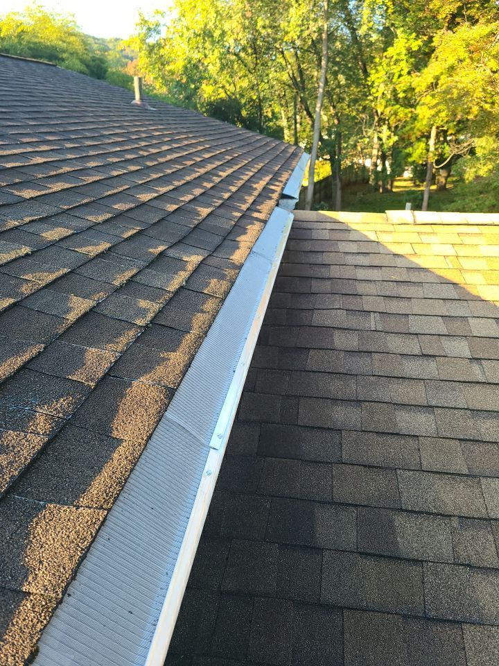 Roof replacement with gutter protection on Longview Road in King of Prussia, PA