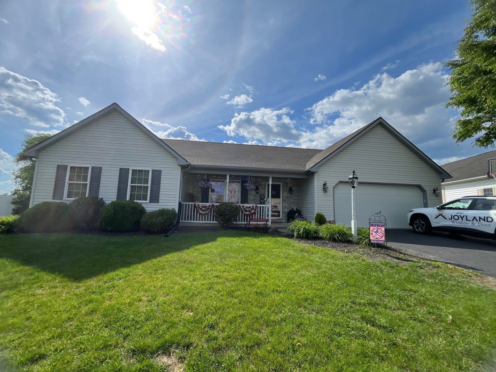 Completed roof replacement on Heritage Lane in Elizabethtown, PA featuring new architectural asphalt shingles installed to improve durability, weather resistance, and curb appeal.