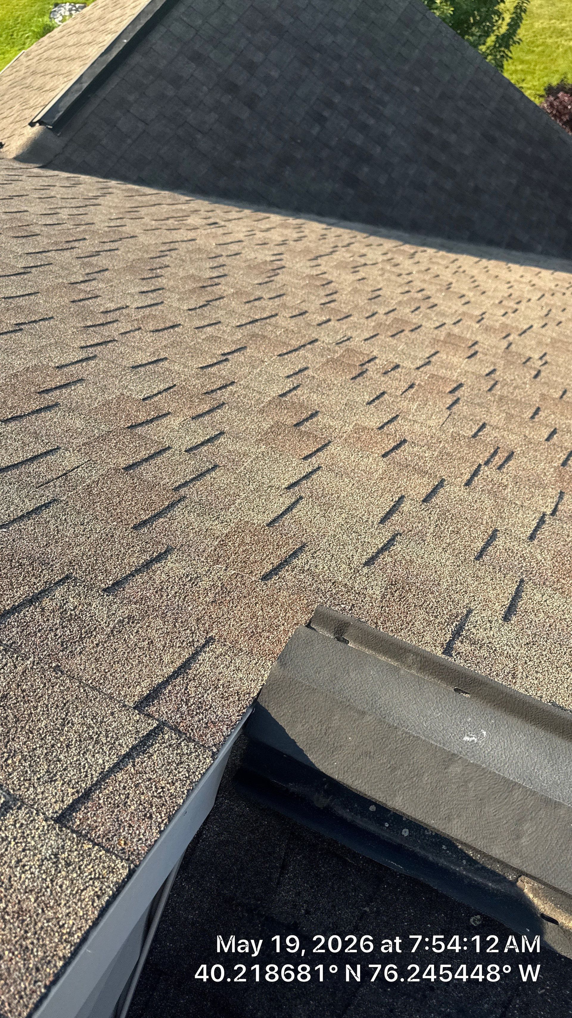 Completed asphalt shingle roof replacement on Meadow Drive in Ephrata, PA featuring new architectural shingles and upgraded roofing components.