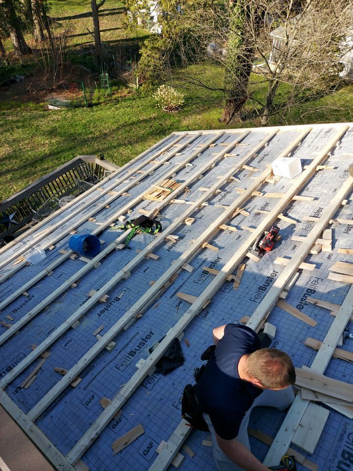 Asphalt shingle roof valleys and intersecting rooflines inspected at a home on Michters Road in Newmanstown, PA.