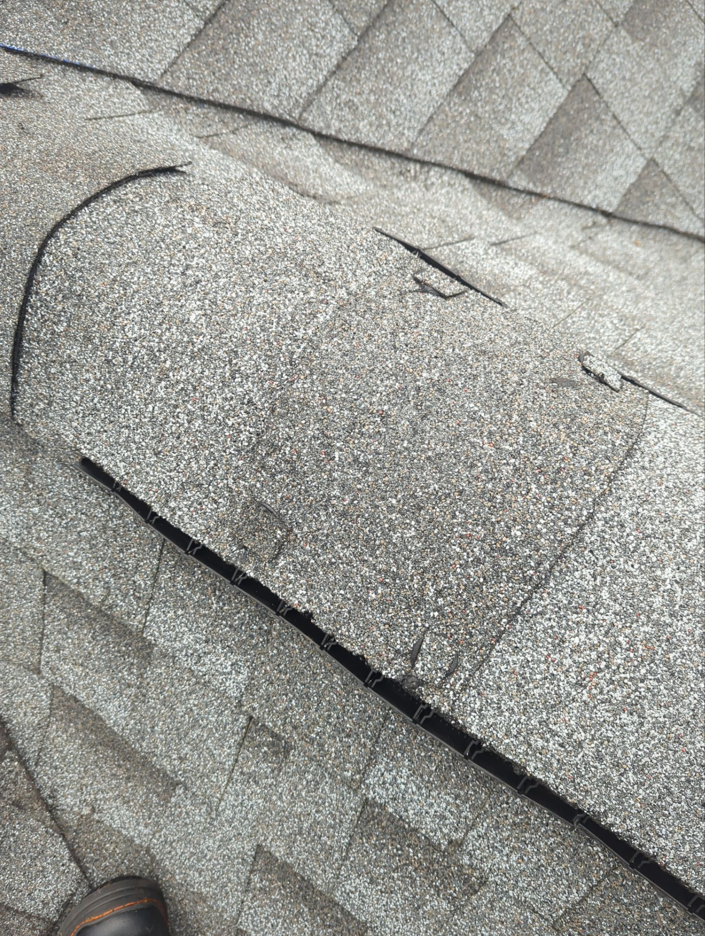 Roof vent repair on an asphalt shingle roof on Vida Lane in Dover, PA with new flashing installed to prevent leaks.