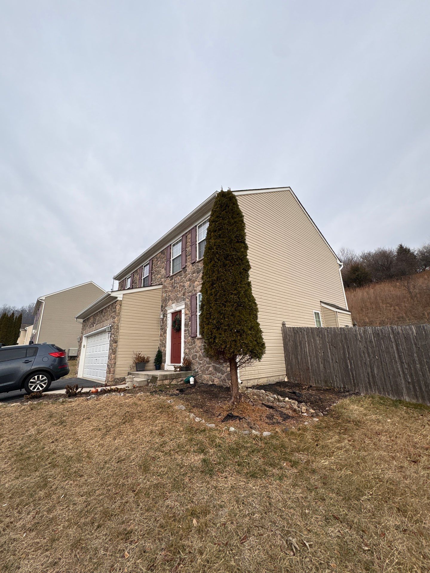 Asphalt shingle roof replacement completed on a home along Sandpiper Lane in New Cumberland, PA by Joyland Roofing.