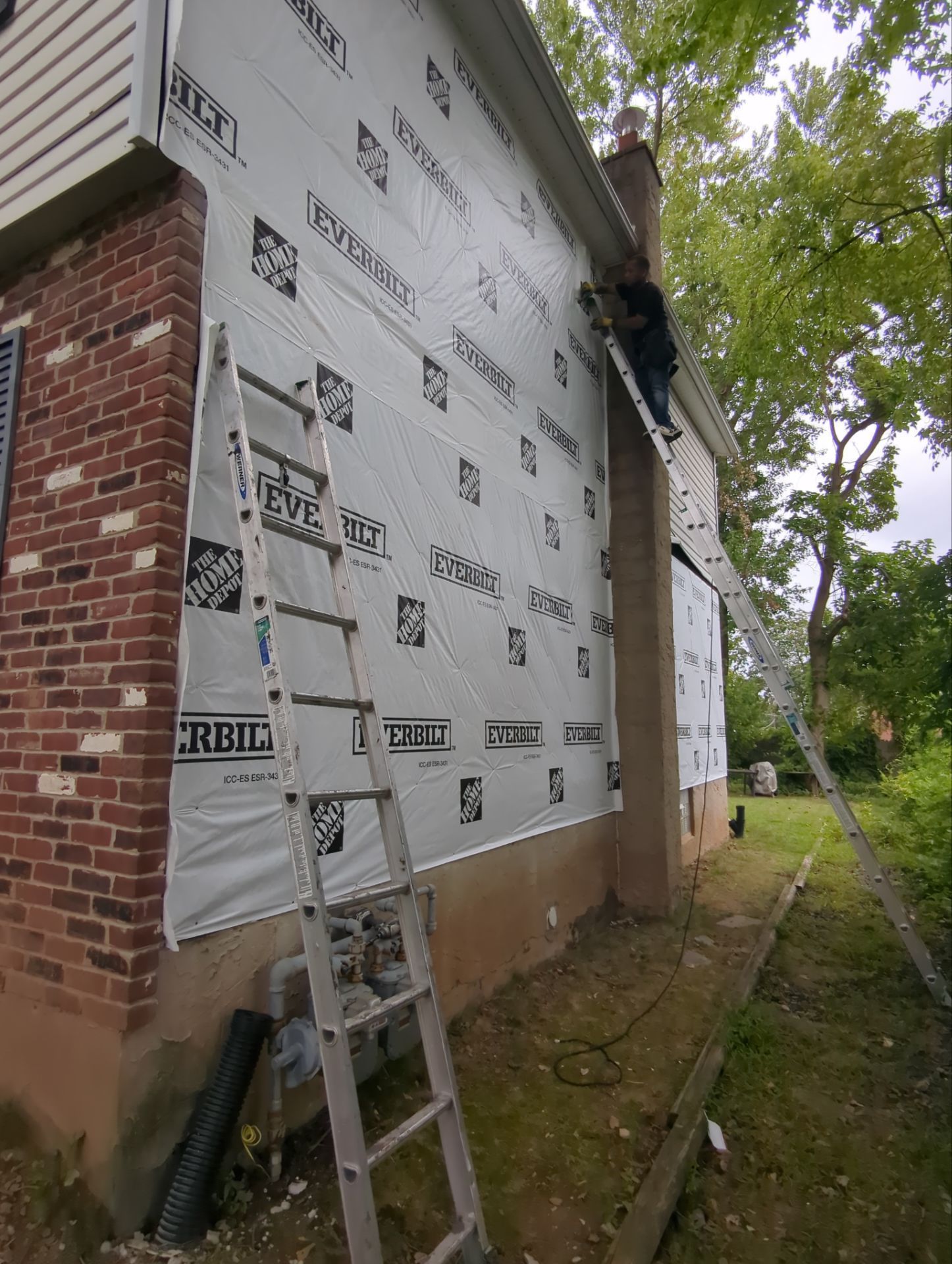 Exterior siding replacement with protective house wrap installation on Summer Avenue in Horsham, PA
