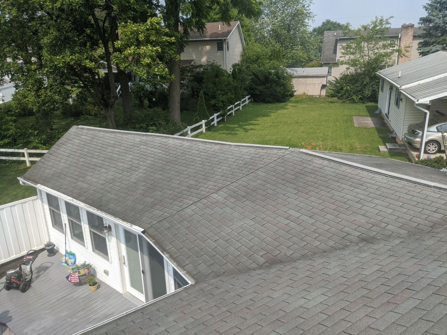 Completed architectural asphalt shingle roof replacement on a home on South Broad Street in Shepherdstown, PA.