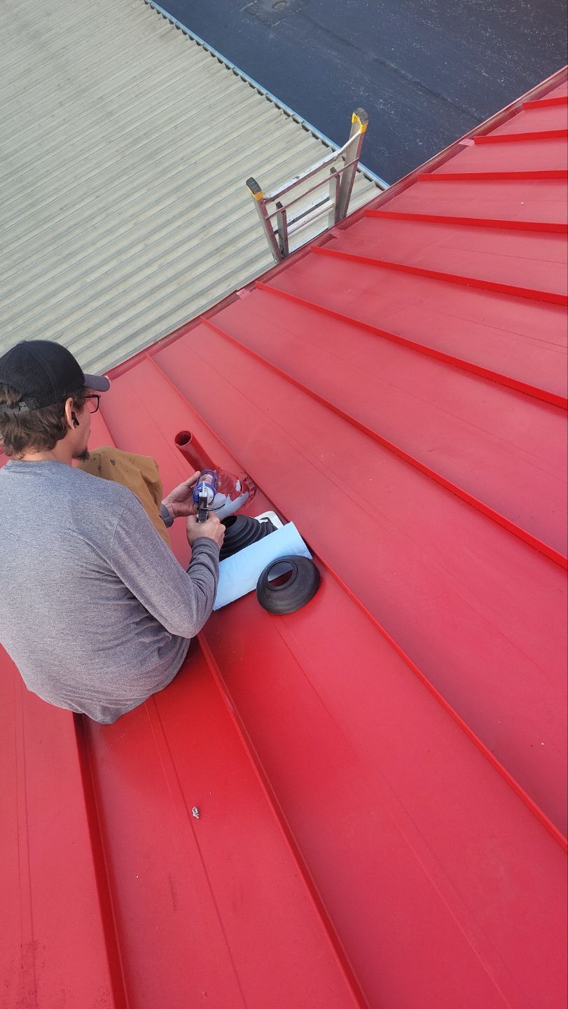 Standing seam metal roof repair process on Alan Wood Road in Conshohocken, PA