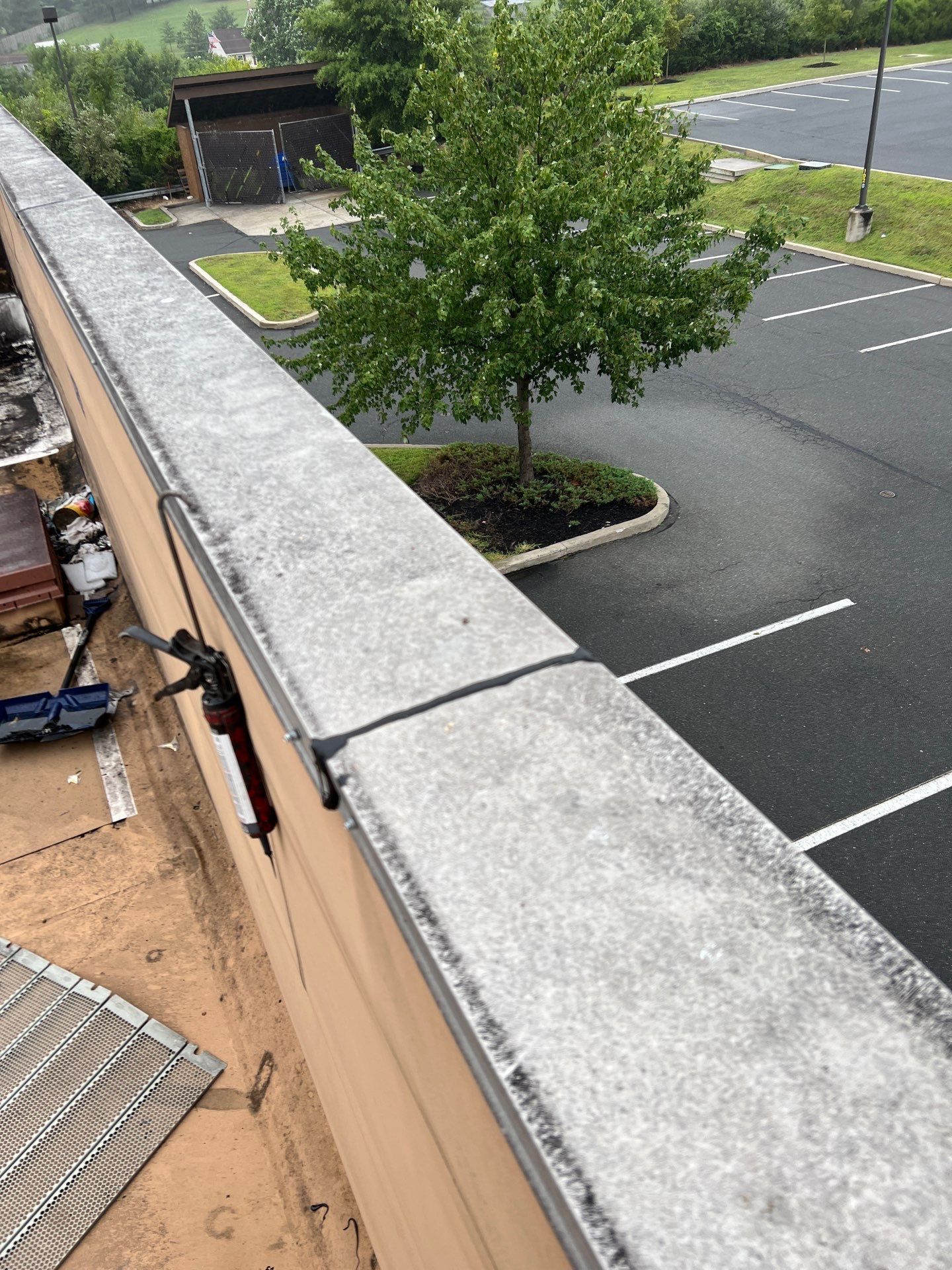 Commercial flat roof edge and perimeter flashing on Wilderness Trail in Hamburg, PA.