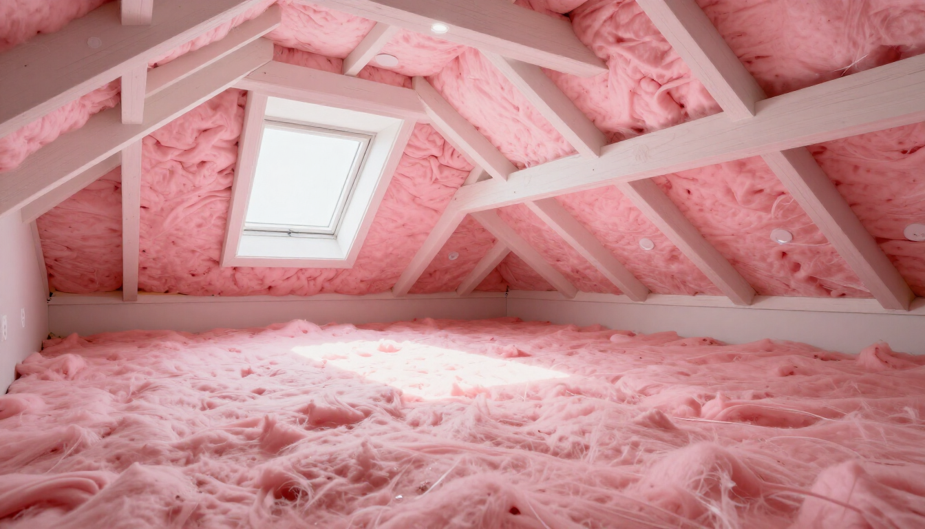 Attic with blown in insulation
