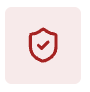 Red shield with a checkmark icon on a light pink background