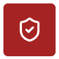 Red shield with a white checkmark inside a rounded square icon