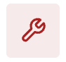 Red wrench icon on a light pink rounded square background