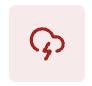 Red cloud with lightning bolt icon on a light pink square background