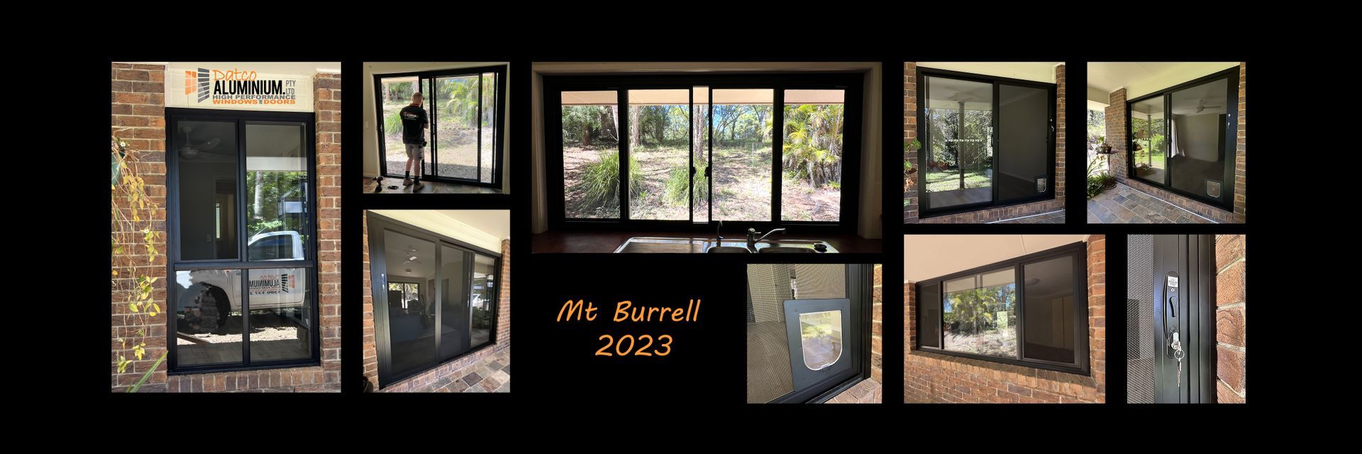 A Collage of Pictures of a House With Sliding Glass Doors — Datco Windows & Doors Pty Ltd In South Murwillumbah, NSW