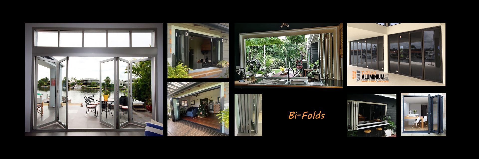 A collage of pictures of a house with sliding glass doors.