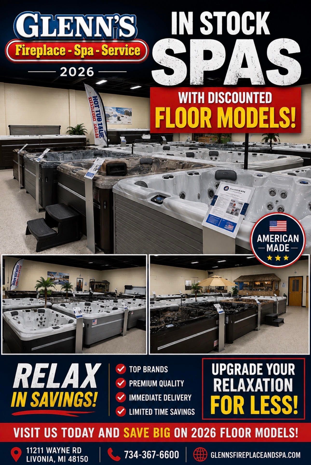 Spa Truck Sale:  Start the New Year with a brand new spa!  Expecting a shipment of tubs soon on a first come first serve basis so come reserve yours now!
