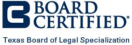 The logo for board certified texas board of legal specialization