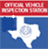 Official vehicle inspection station sign with Texas map in red, white, and blue