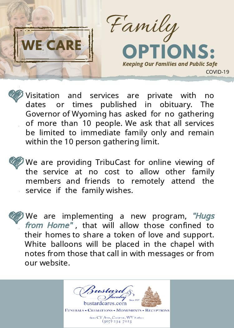 Hugs From Home Bustard & Jacoby Funeral Home in Casper, WY