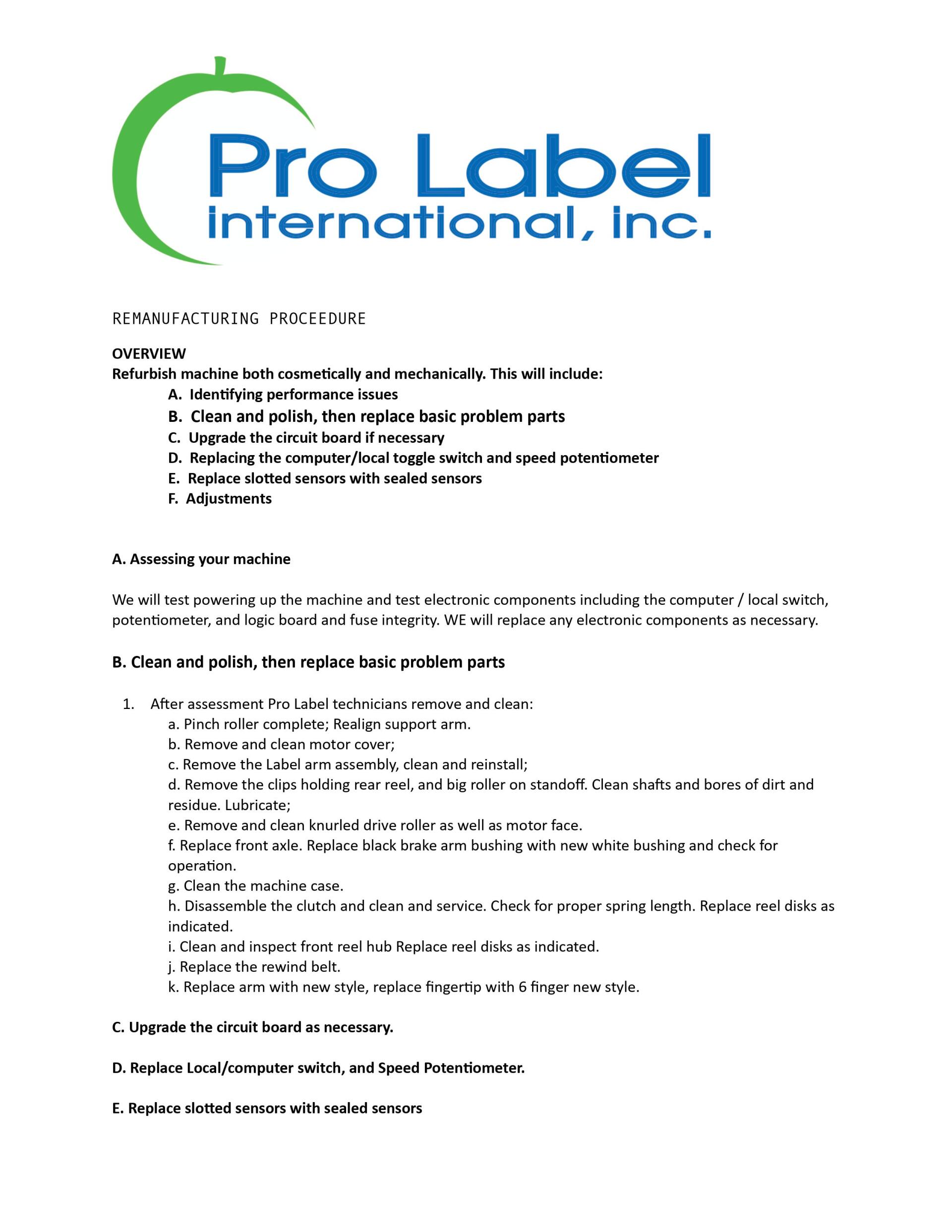 It is a pro label international inc. document.