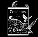 "Congress of the Birds" logo with birds perched on top and flying around it.