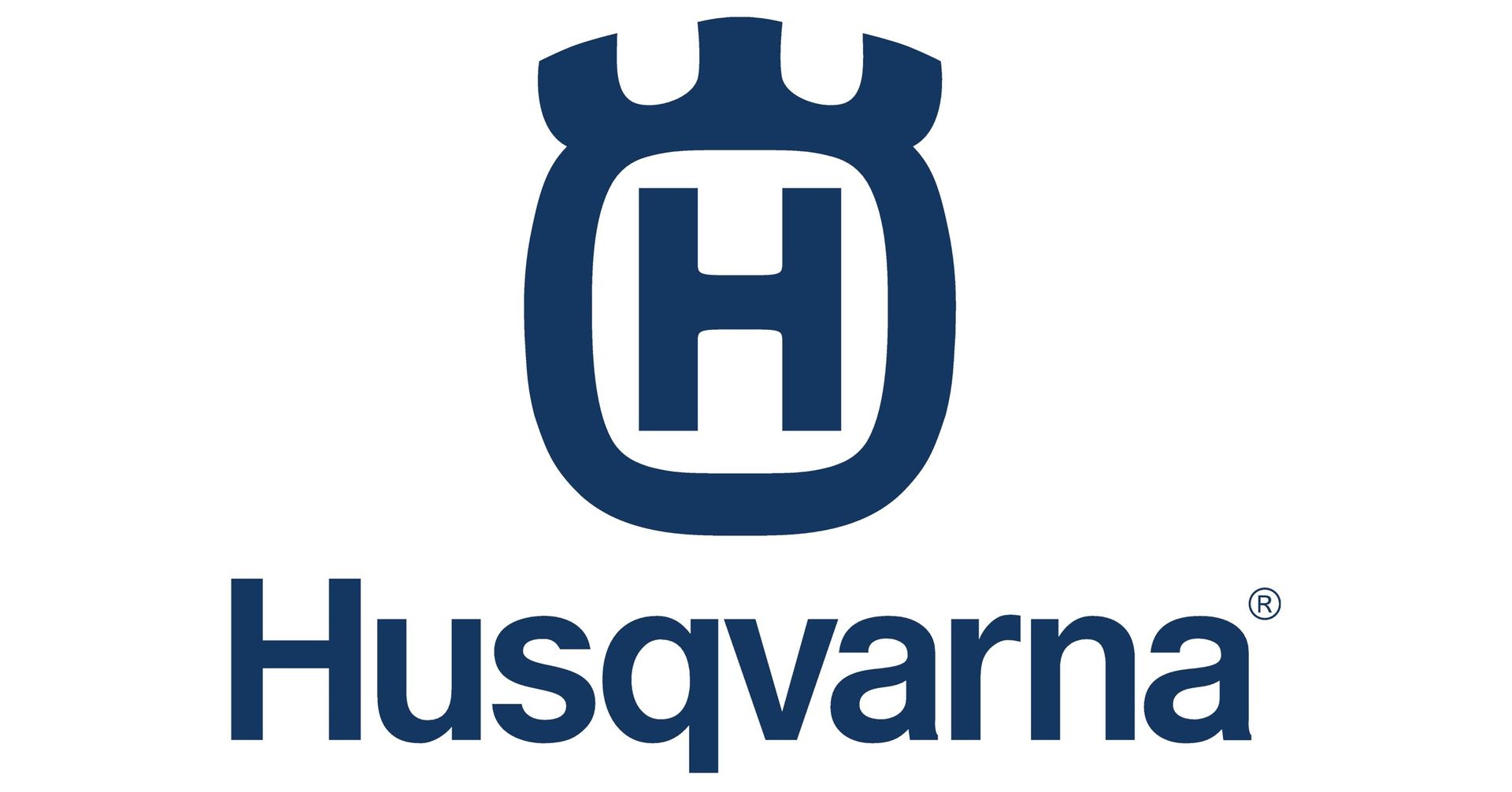 Husqvarna logo with a blue emblem and wordmark on a white background
