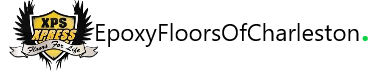 EpoxyFloorsOfCharleston logo with yellow epoxy emblem and black text